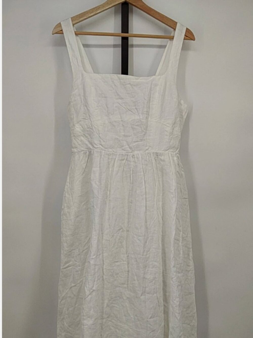 Quince White European Linen Fit & Flare Midi Dress (L, NWT)